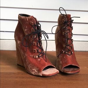 Velvet Lace up Booties